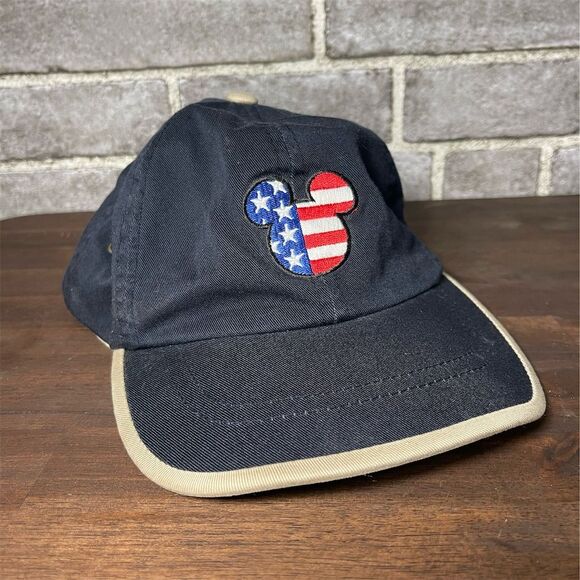 Disney Mickey Mouse USA Flag Blue Strap Back Cap Unisex Adjustable - Picture 1 of 5